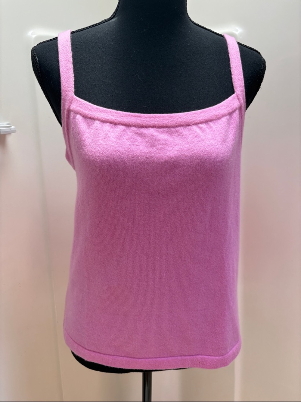 Women's CASHMERE Pink Knit Cami Tank Top - Classic Strappy Style
